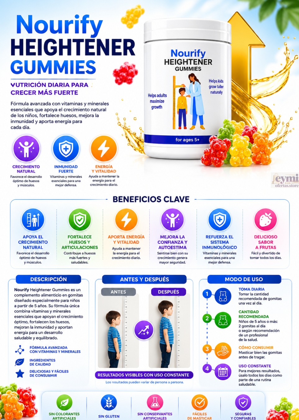 Nourify Heightener  Gomitas Crecimiento