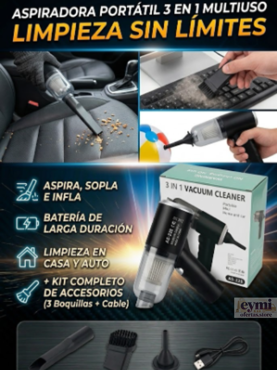 Aspiradora Portátil 3 en 1