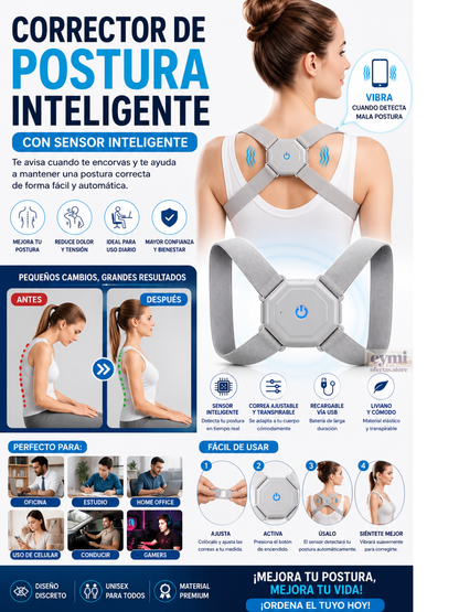 Corrector de postura inteligente con sensor