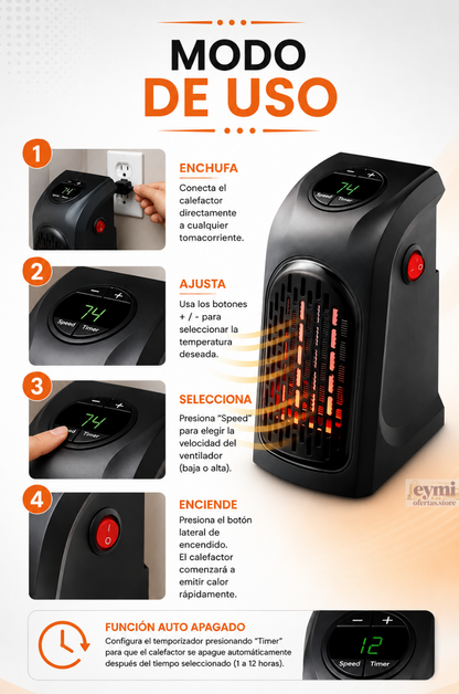 Calefactor eléctrico portátil de alta potencia